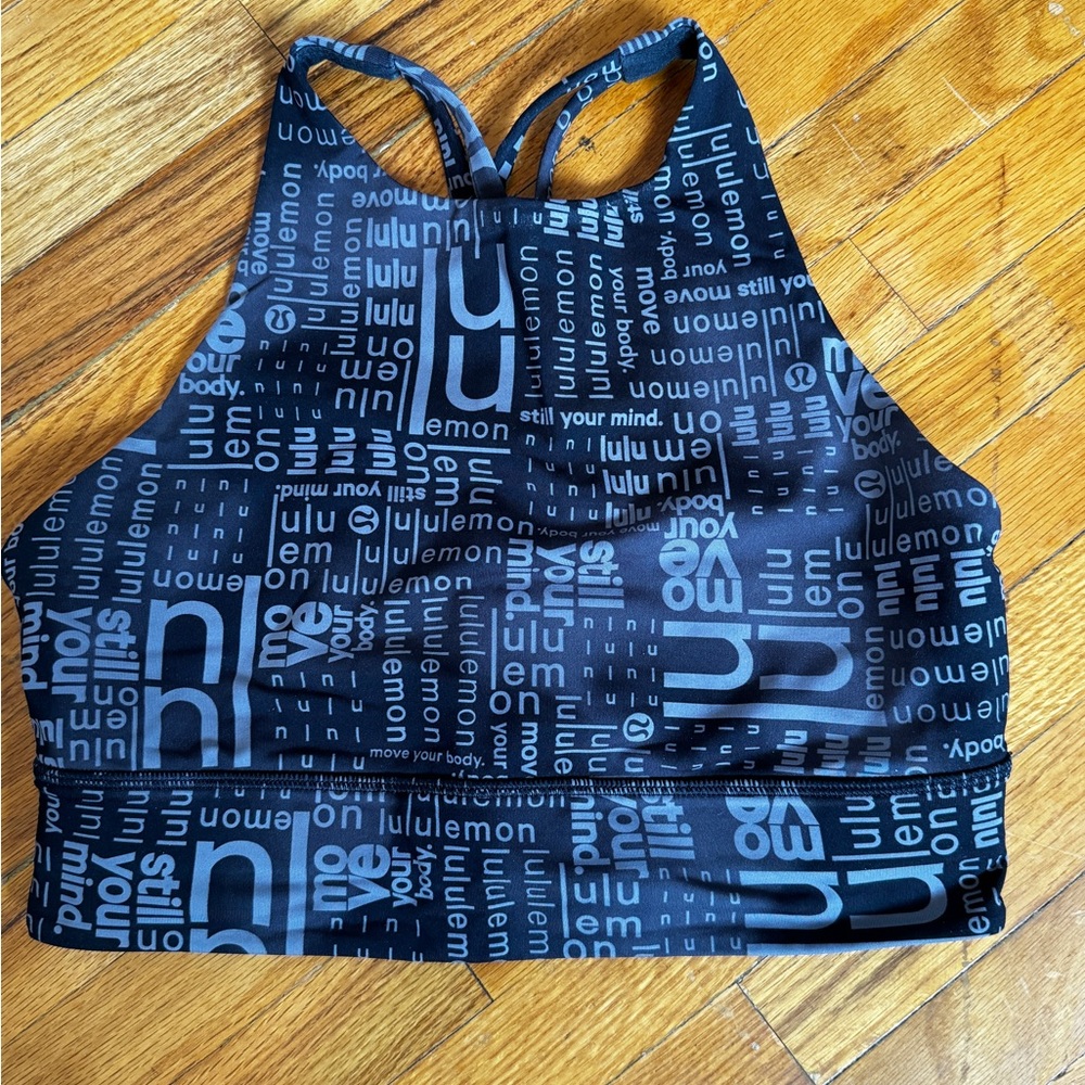 lululemon athletica Black and Gray Patterned Bra/Crop Top
